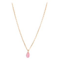 Pink Sapphire Drop Necklace in Yellow Gold by Allison Bryan