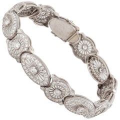 1940s 14K White Gold Diamond Openwork Bracelet