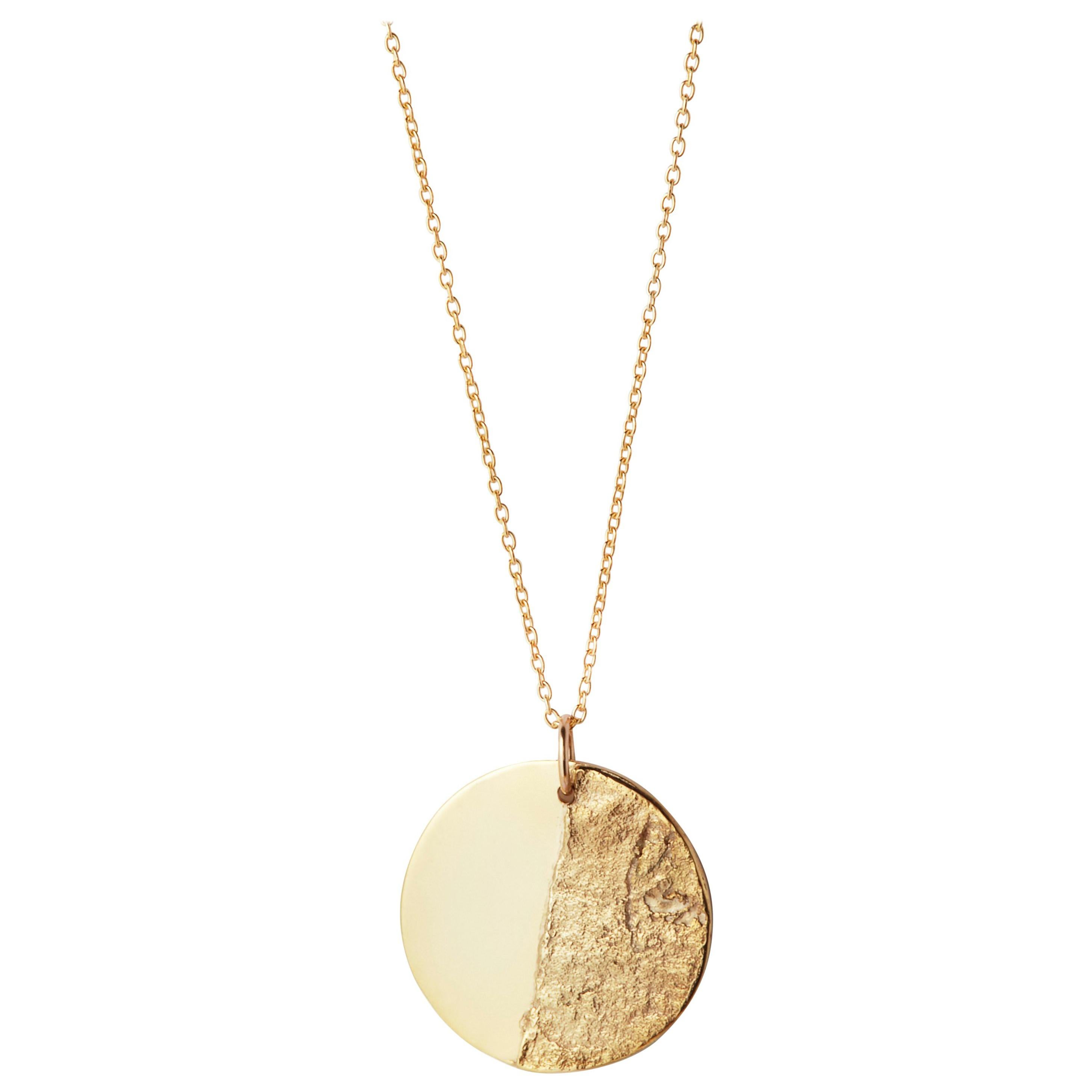 Split Disc Necklace in 9 Karat Yellow Gold by Allison Bryan For Sale
