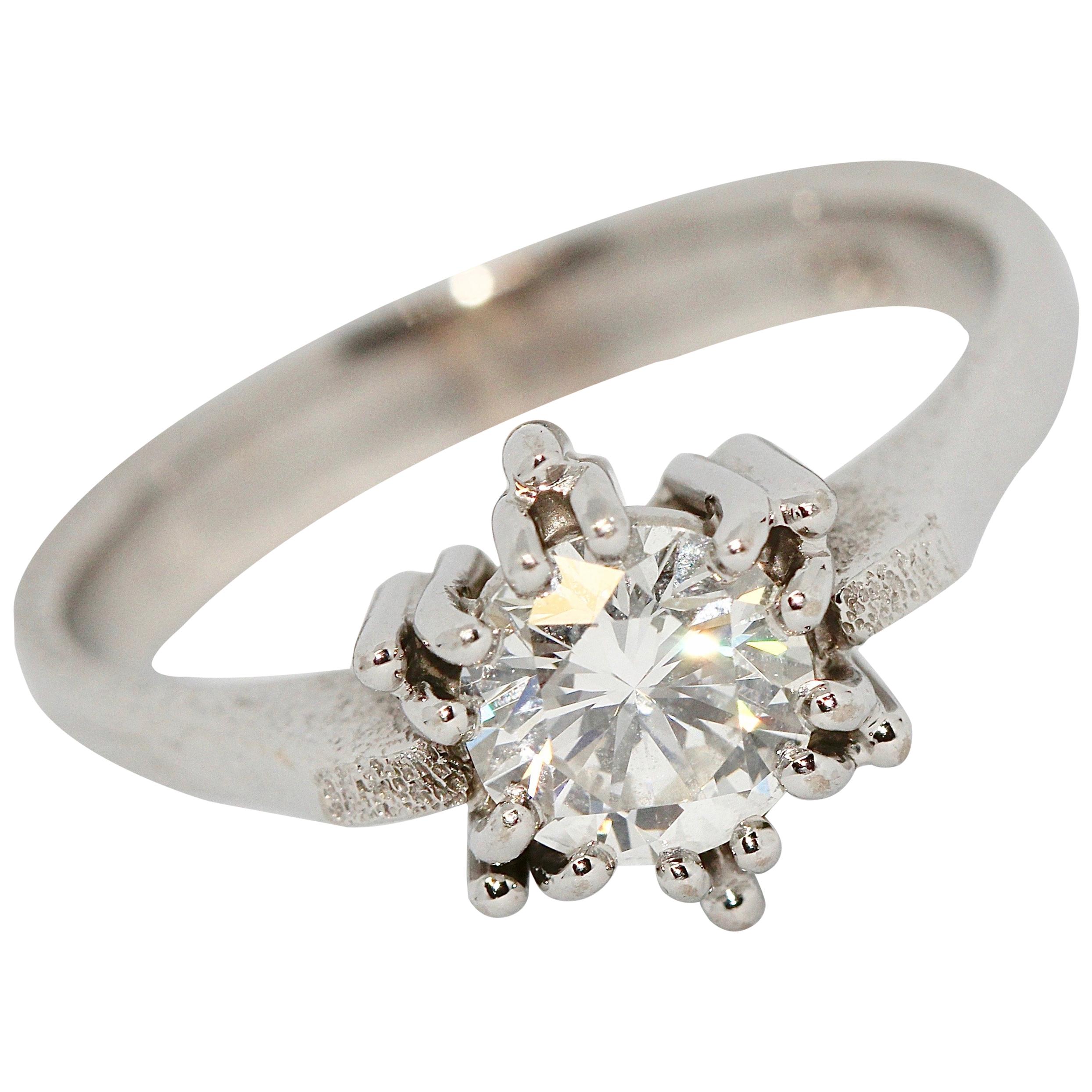 Anello certificato da 1,01 carati senza difetti, solitario con diamante Top Wesselton, oro bianco