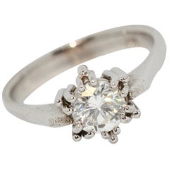 Anello certificato da 1,01 carati senza difetti, solitario con diamante Top Wesselton, oro bianco