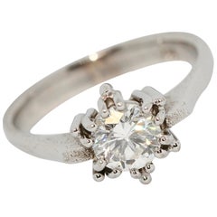 Bague solitaire en or blanc certifiée 1,01 carat sans défaut, avec diamant Top Wesselton