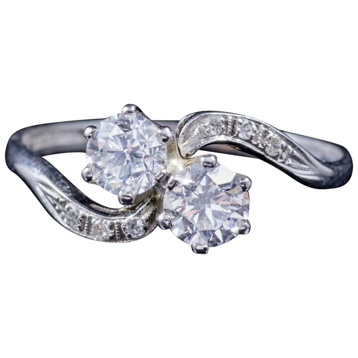 Antique Edwardian Diamond Twist Ring Platinum Engagement Ring, circa 1915