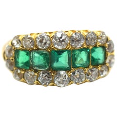 Emerald and Diamond Retro Ring 1.75 Carat