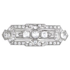 Diamond Pave Platinum Rectangular Brooch