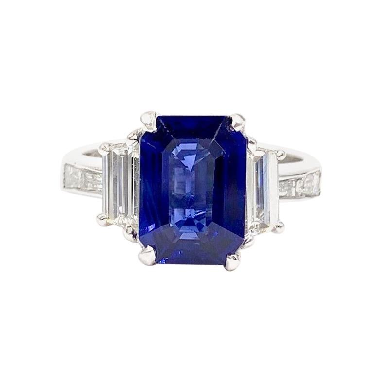 Platinum JB Star 3.22 Carat Sapphire and Diamond Ring For Sale