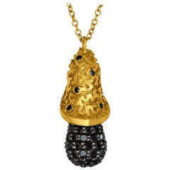 Diamond Gold Acorn Pendant Necklace on Chain One of a Kind