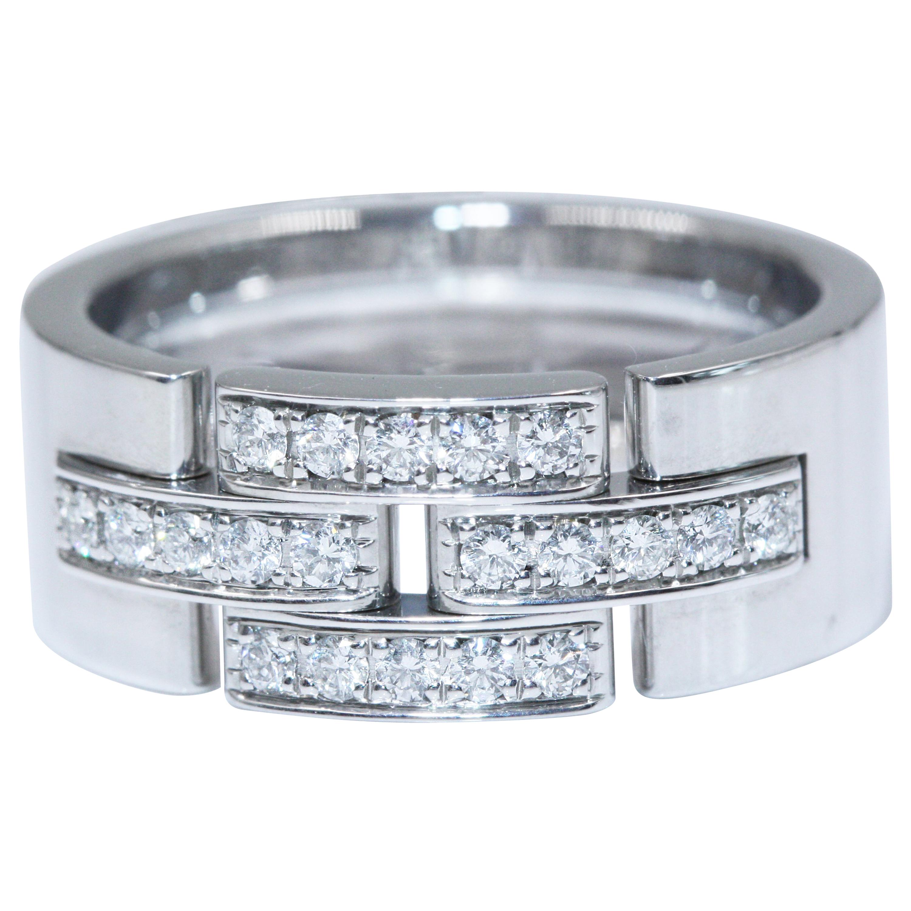 Cartier Maillon Panthère Ring, 18 Karat White Gold with Diamond For Sale