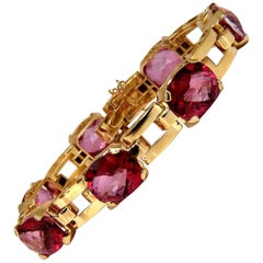 40 Carat Natural Topaz Link Bracelet 18 Karat Regency Art Deco Hinged