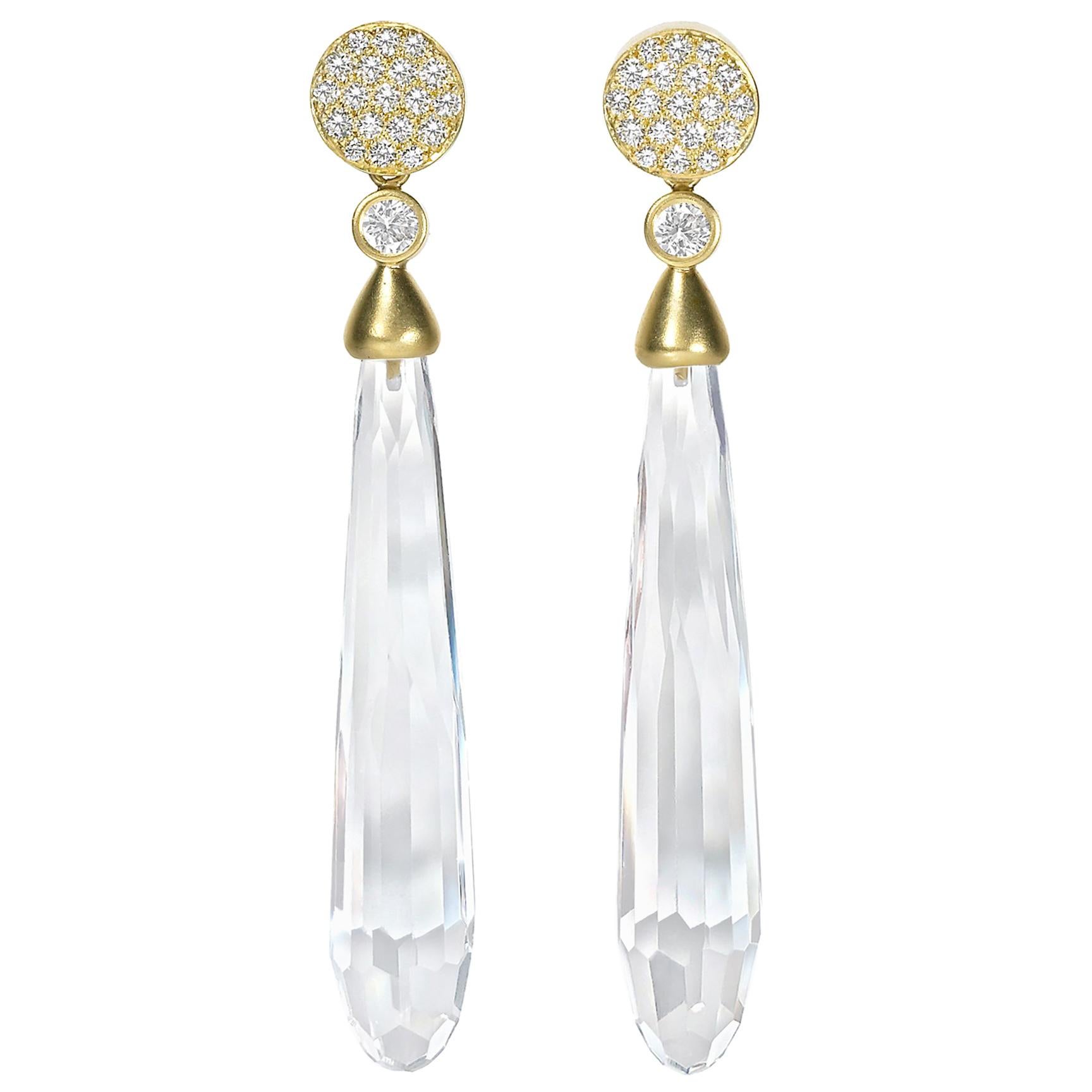 Orecchini con diamante bianco brillante e cristallo di rocca staccabile, Susan Sadler
