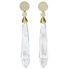 Susan Sadler White Diamond Studs with Detachable Rock Crystal Drop Earrings