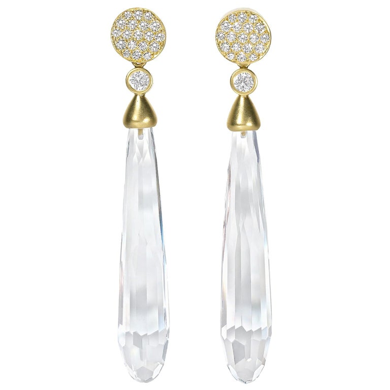 Brilliant White Diamond Stud + Detachable Rock Crystal Earrings, Susan  Sadler For Sale at 1stDibs