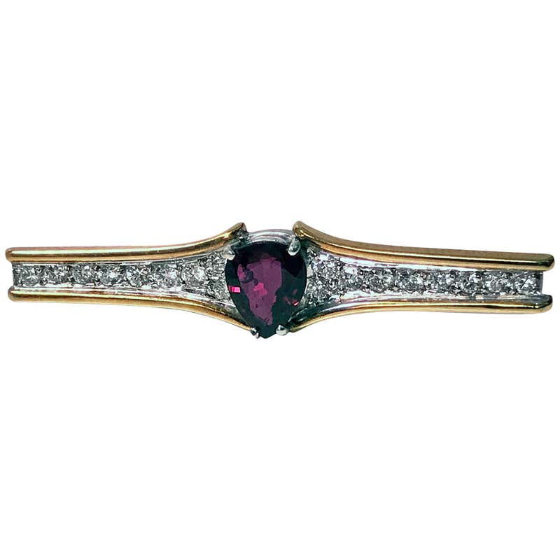 Antique Diamond and Ruby Bar Pin For Sale at 1stDibs