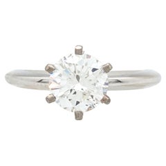 .96 Carat Round Brilliant Cut Natural Diamond Ring GIA Certified SI1/F