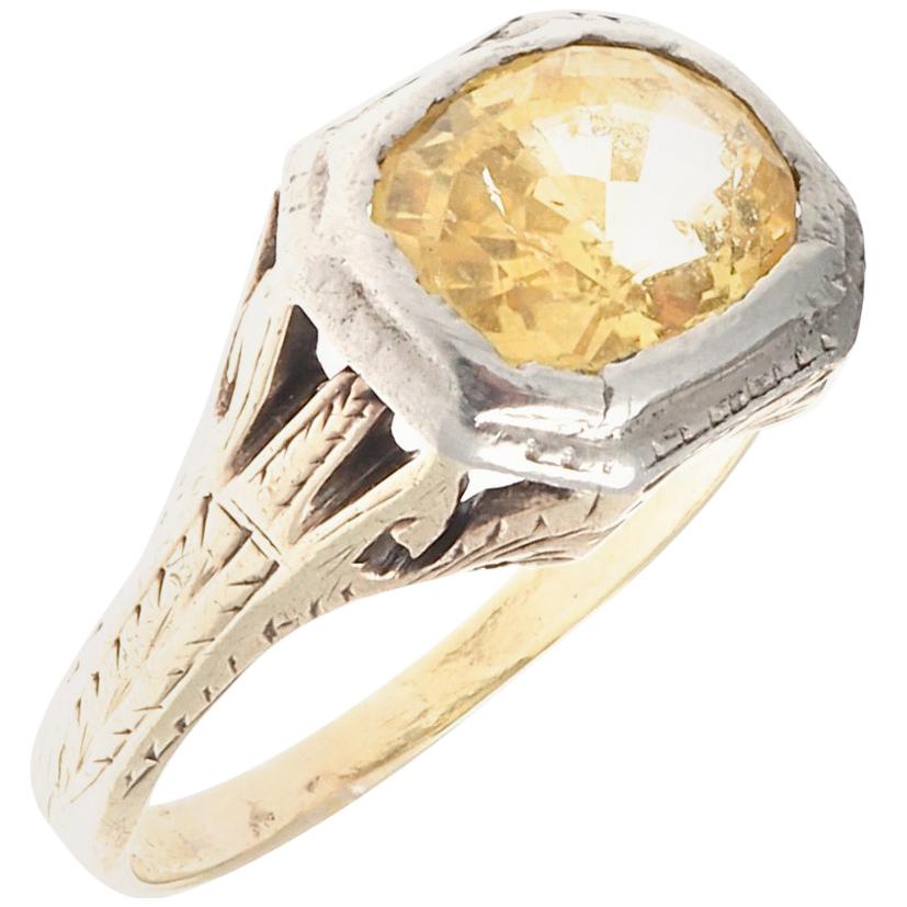 Victorian Natural Yellow Sapphire Gold Ring