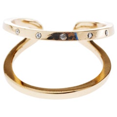 Double Band Ring Gold White Diamond Cocktail Ring J Dauphin