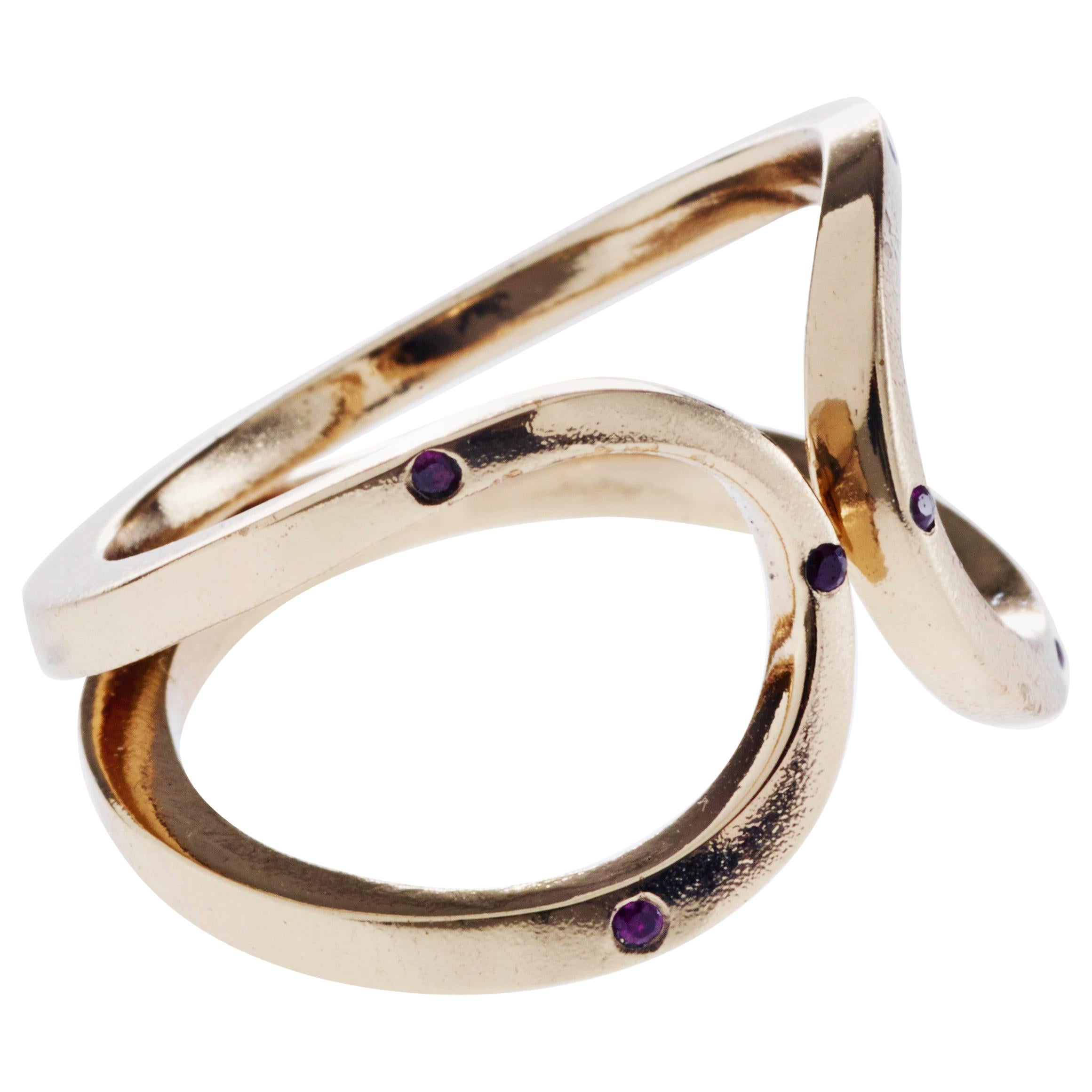 Ruby Gold Cocktail Ring Bronze Adjustable J Dauphin