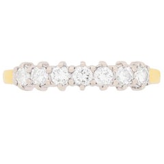 Vintage Seven-Stone Old Cut Diamond Wedding Ring, circa 1980s