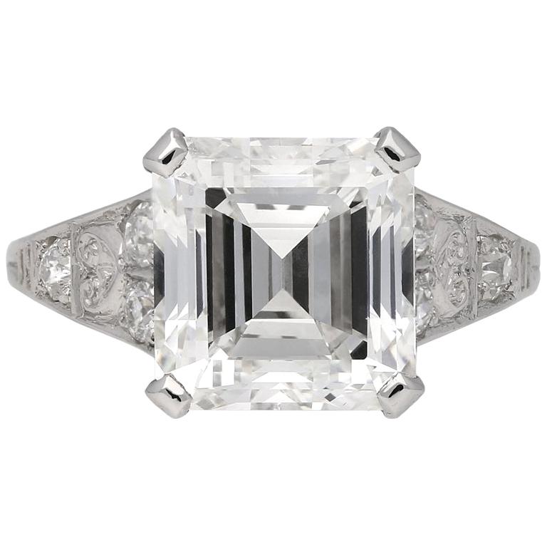 Art Deco Asscher Cut Diamond Ring, circa 1920