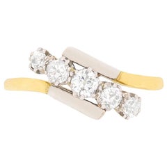Vintage Five-Stone Old Cut Diamond Crossover Ring, circa 1930s