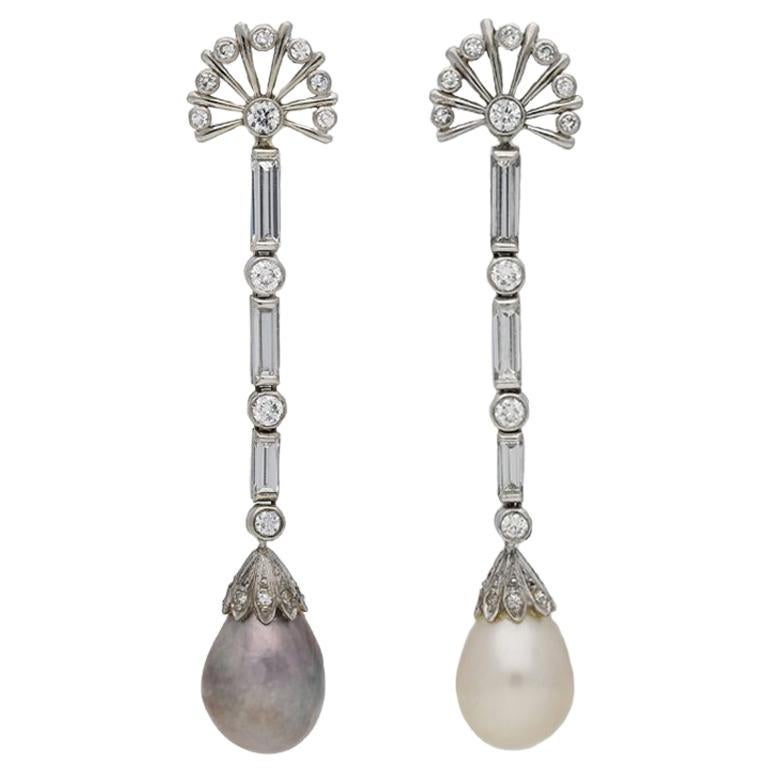 Antique Victorian Natural Pearl and 15k Yellow Gold, Platinum Set Drop  Earrings - Etsy