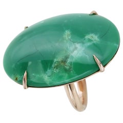 Oval Chrysoprase Cocktail or Dress Ring with Rose Gold Mount