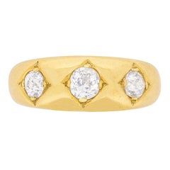 Antique Three-Stone Diamond Gypsy Ring, Victorian