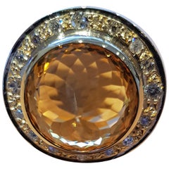 Orange Citrine 12.79 carat and Diamond Dress Ring in Yellow Gold