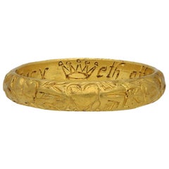 17th Century Engraved Gold Posy Ring, circa 1700