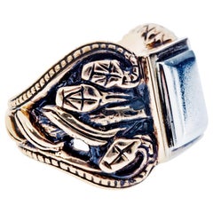 Bague en forme de crête de serpent unisexe de style victorien en bronze argenté J Dauphin