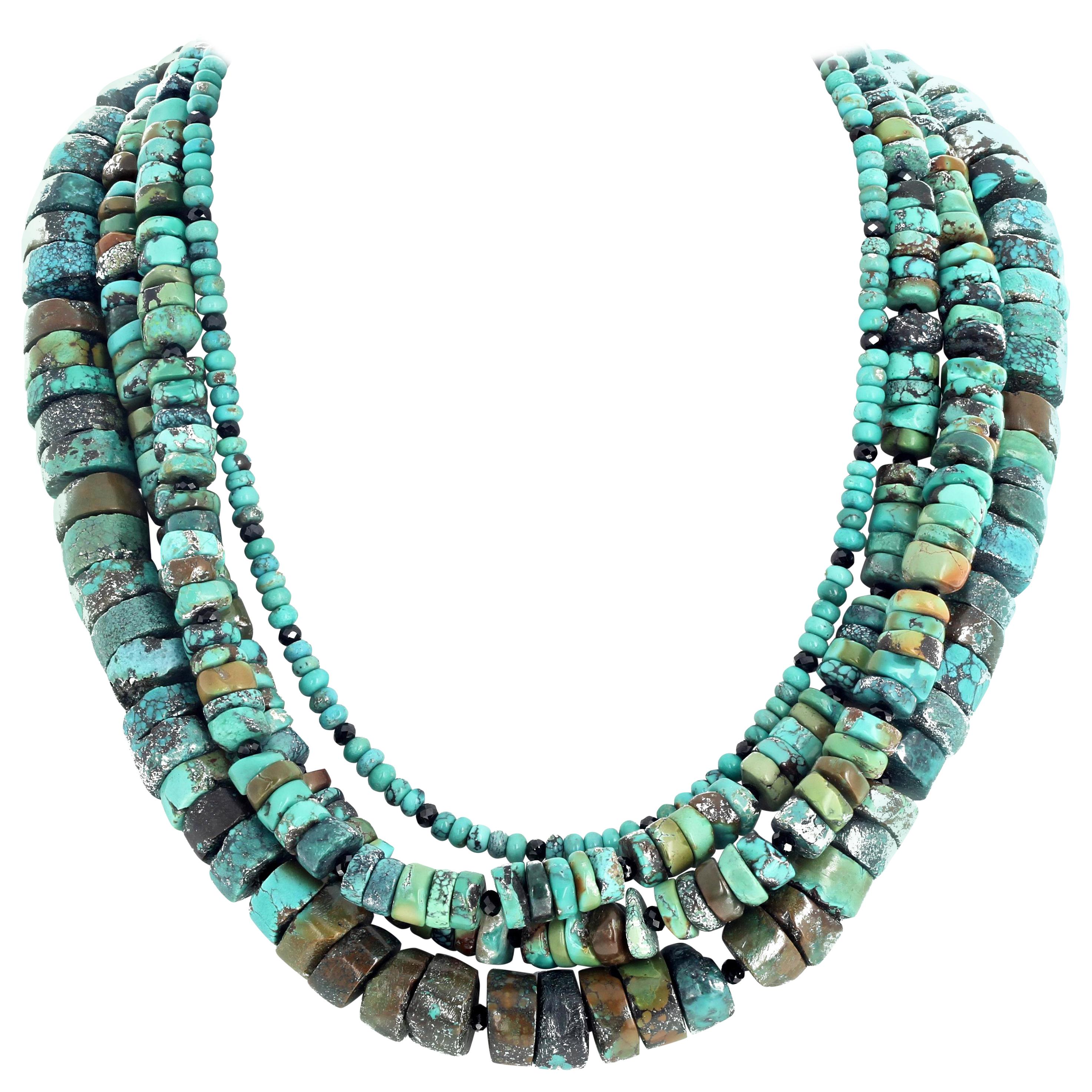 Multi-Strand Unique Turquoise Necklace