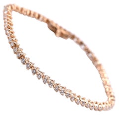 Diamant-Tennisarmband, 1,98 Karat 14 Karat Gelbgold