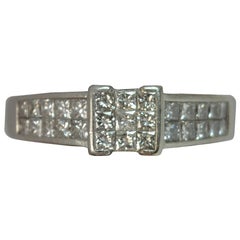 Art Deco Style Design Solid Platinum and 0.70 Carat Diamond Cluster Stack Ring
