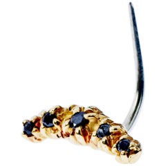 Crescent Moon J Dauphin Ohrring, schwarzer Diamant, Gold