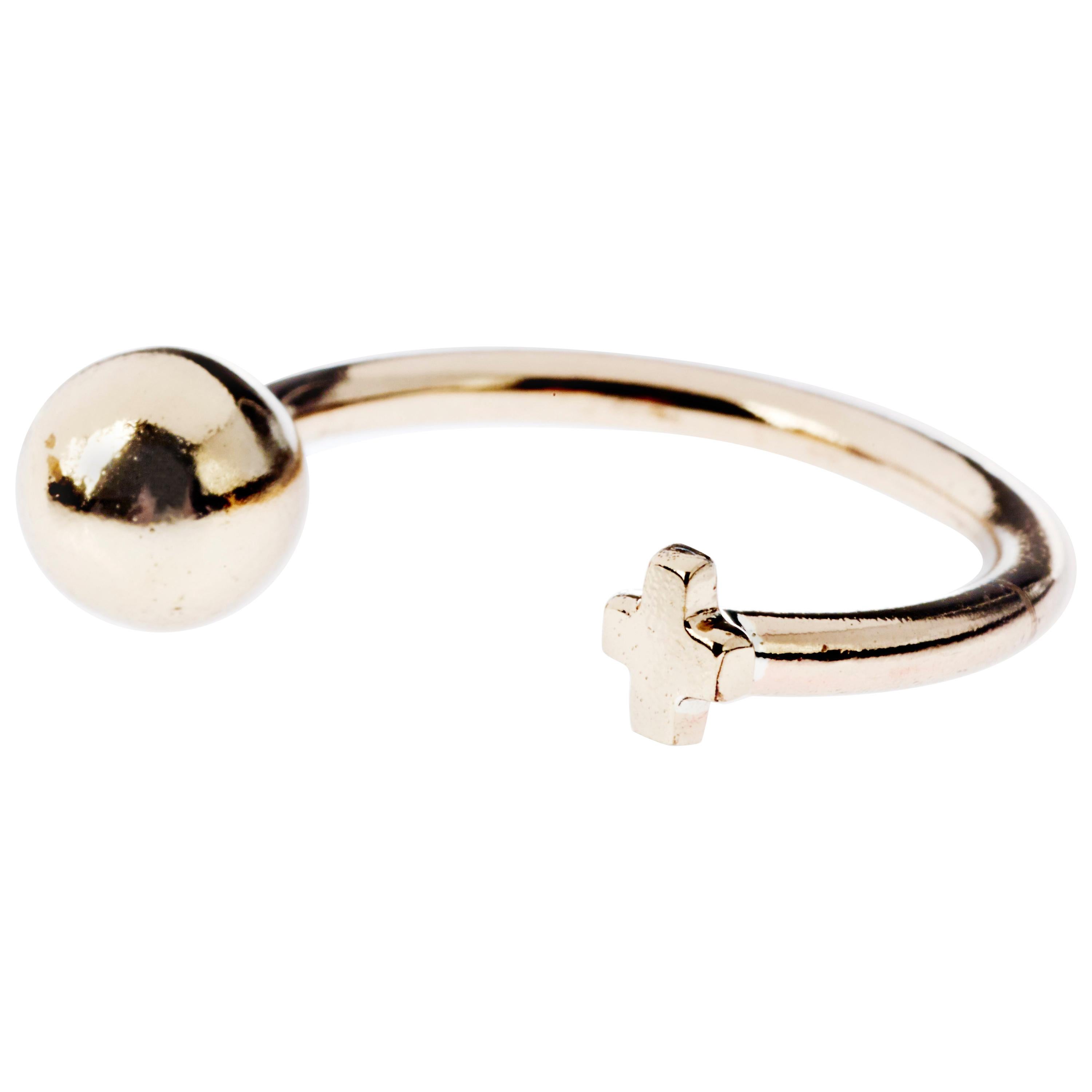 Stack Ring Ball Cross Cocktail Ring Gold Adjustable Stackable J Dauphin For Sale