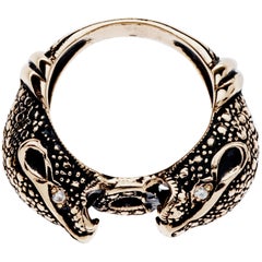 Jaguar Ring Gold White Diamond Double Head Animal Jewelry J Dauphin