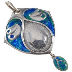 Murrle Bennett & Co Arts & Crafts Silver and Enamel Drop Pendant, circa 1905