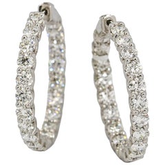 9.82 Carat 18 Karat White Gold Diamond Hoop Earrings