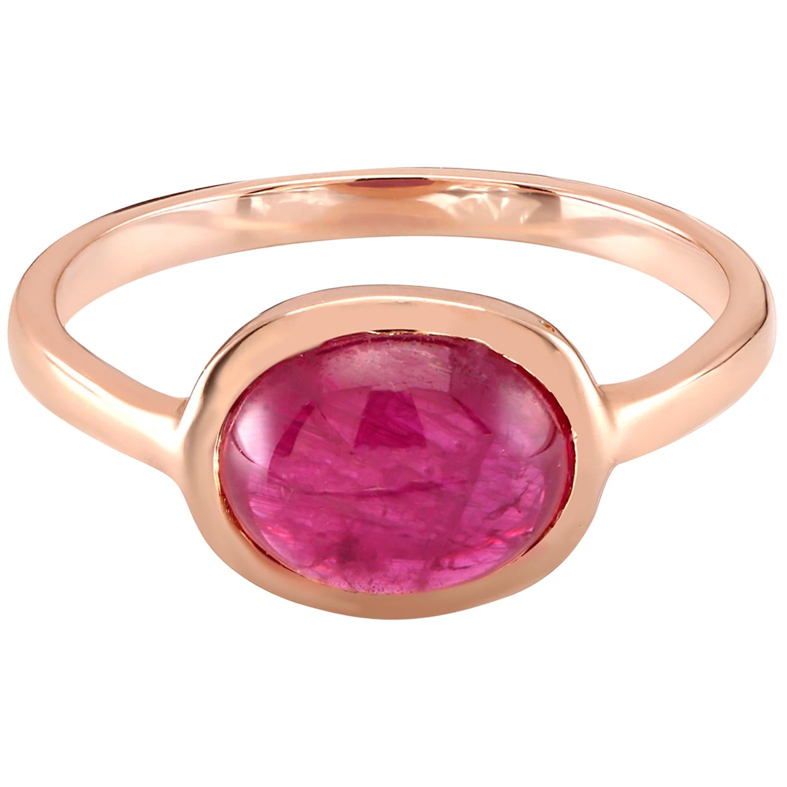 Cabochon Ruby Eighteen Karat Rose Gold Cocktail Ring