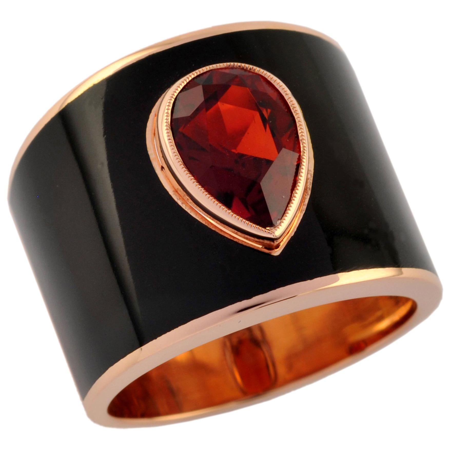 1.76 Carat Citrine Madena 18 Karat Rose Gold Enamel Plated Hafsa Ring im Angebot