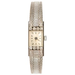Vintage 1960s Diamonds White Gold Ladies Watch