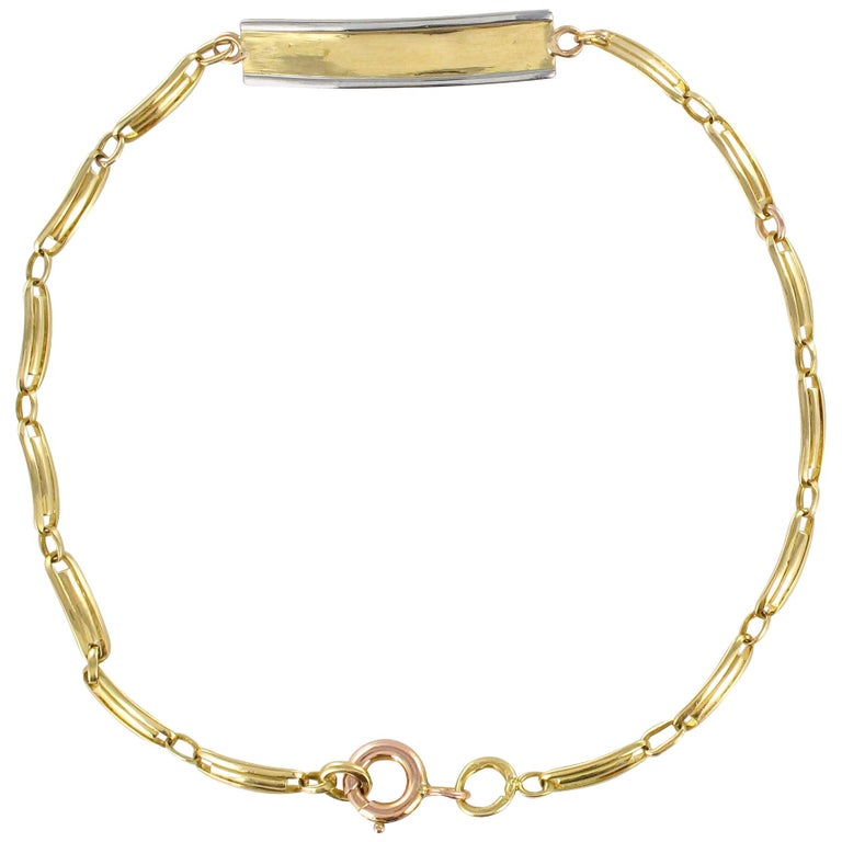 French 1900s 18 Karat Yellow Gold Baby Curb Bracelet For Sale at 1stDibs
