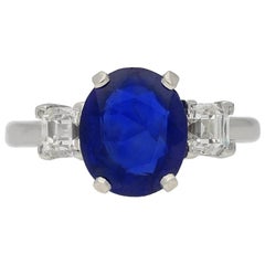 Vintage Burmese Sapphire and Diamond Engagement Ring, circa 1950