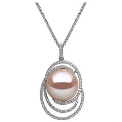 Yoko London Freshwater Pearl and Diamond Pendant, in 18 Karat White Gold
