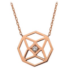 Monseo Rose Gold Diamond Octagon Pendant Necklace