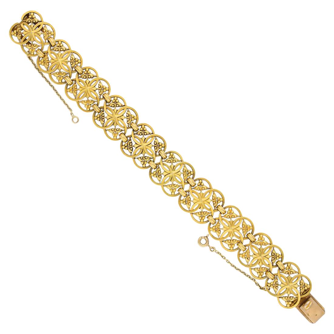Gothic Revival Gold Bracelet by Wiese, circa 1885 For Sale