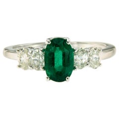 1.30 Carat Colombian Emerald Diamond Gold Vintage Ring