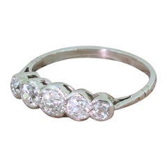 Vintage Art Deco 0.73 Carat Old Cut Diamond Five-Stone Ring