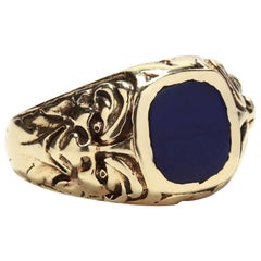 Art Deco 14 Karat Gold and Lapis Gargoyle Ring