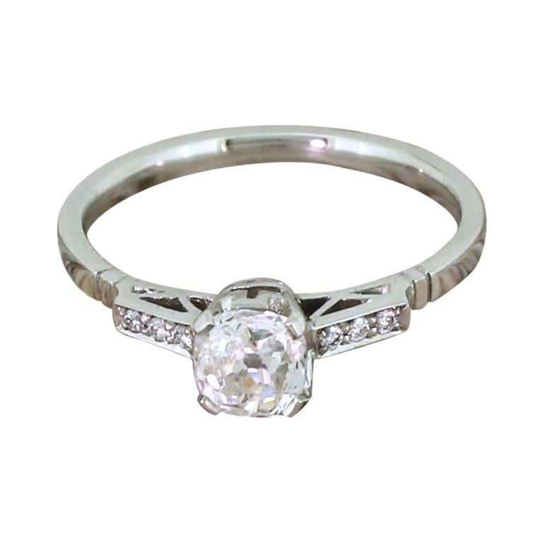 Art Deco 0.68 Carat Old Cut Diamond Platinum Engagement Ring
